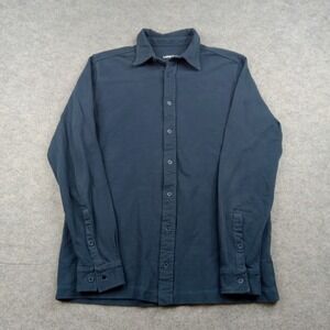 Lafaurie Shirt Mens Medium Blue Solid Bobbi Jersey Button Front Long Sleeve